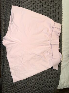 entro Light Pink High-Waist Belted Paperbag Shorts